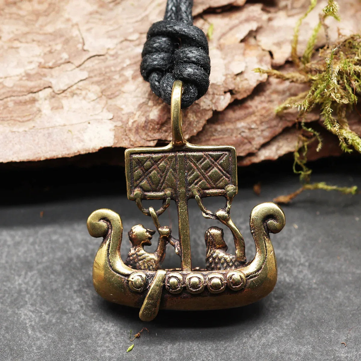 Drachenboot Anhänger Schmuck Bronze Halskette Handarbei