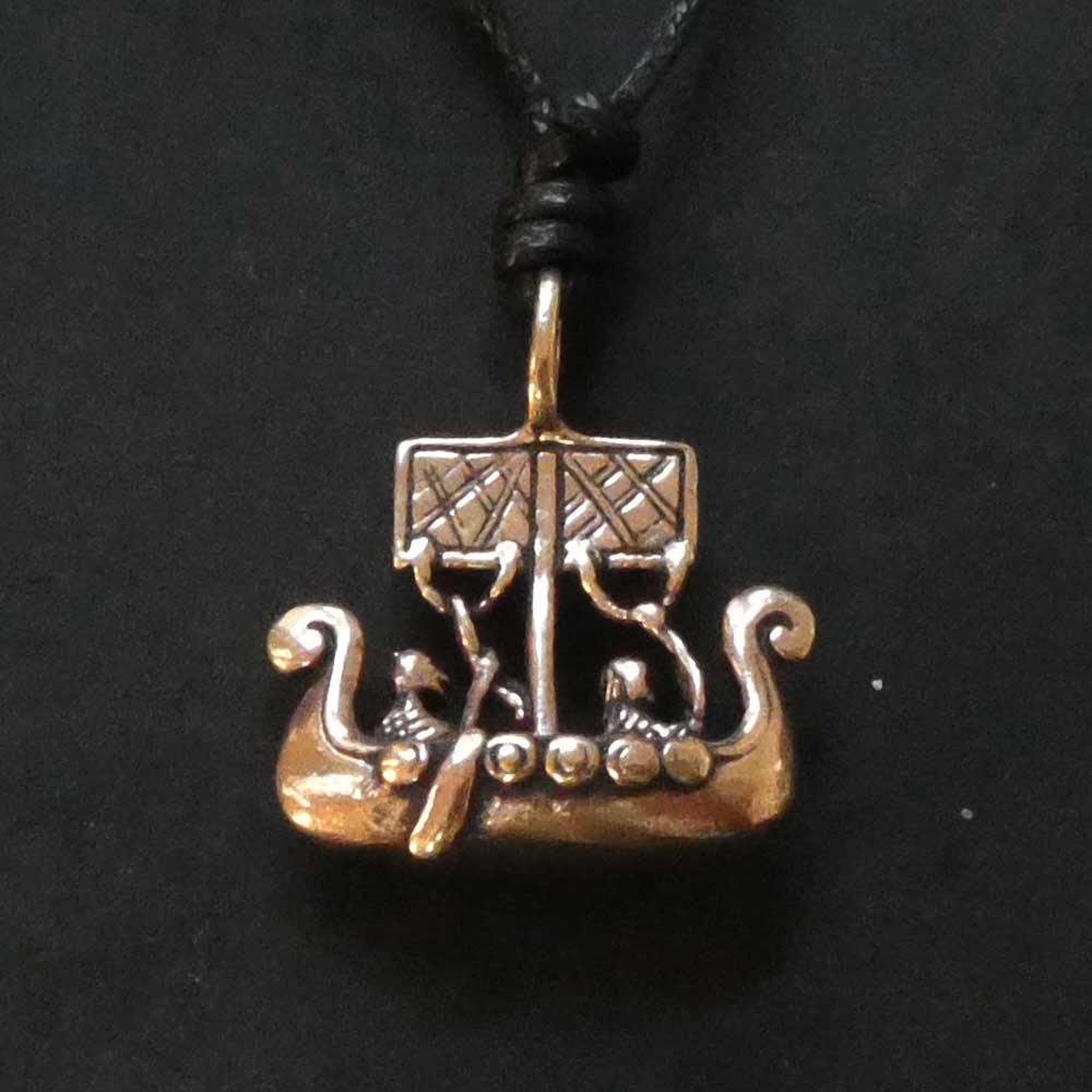 Drachenschiff Wikinger Langboot Schmuck Anhänger Königsschiff Bronze