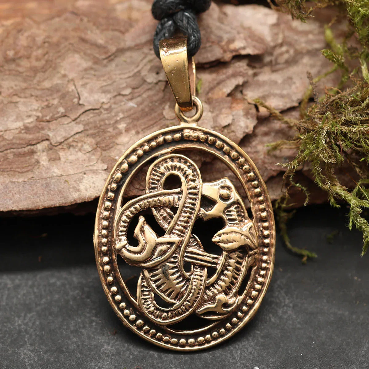 Keltische Schlangen Anhänger Schmuck Bronze Halskette Handarbei