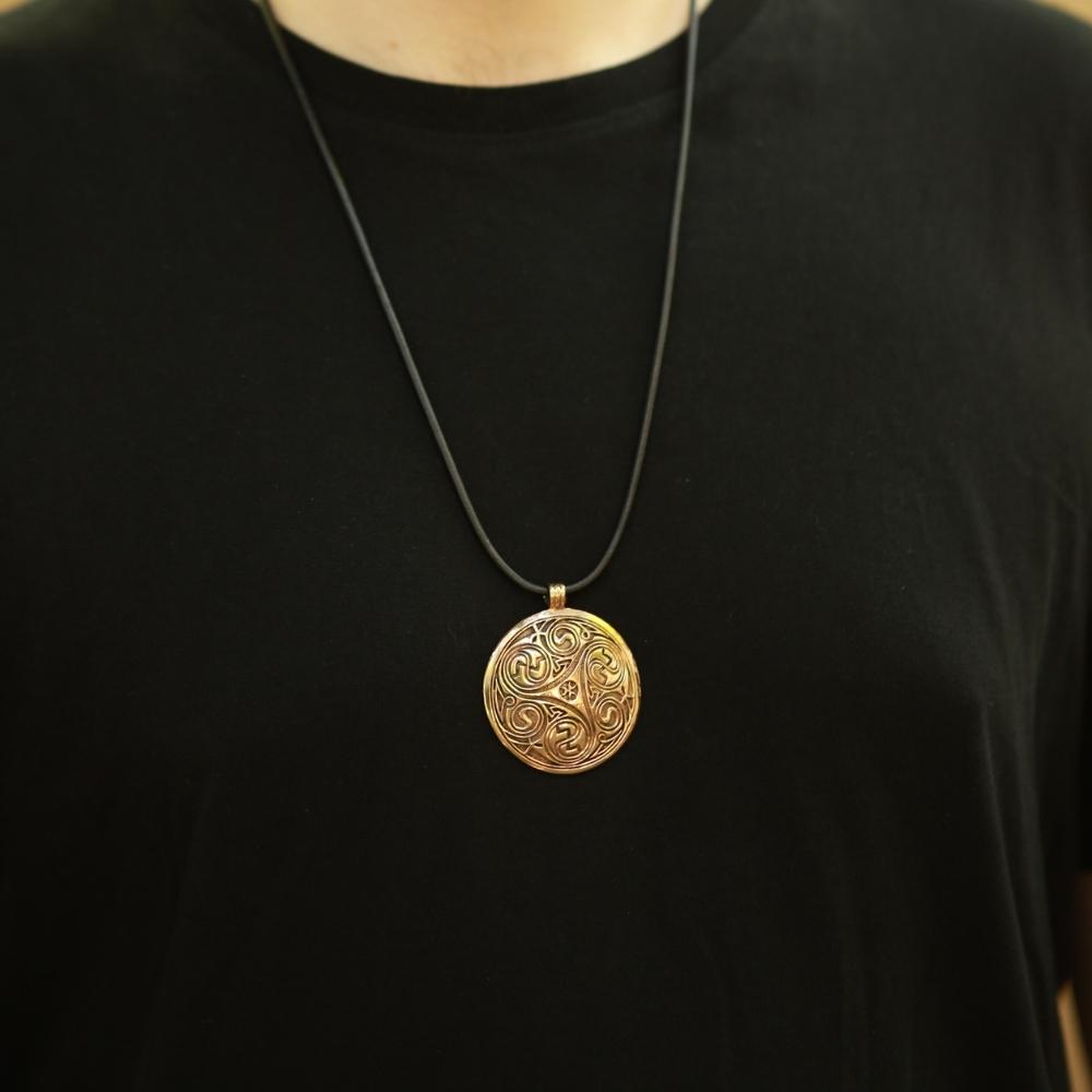 Massiver Bronze Kettenanhänger inkl. Kette - Triskele, Trsikelion