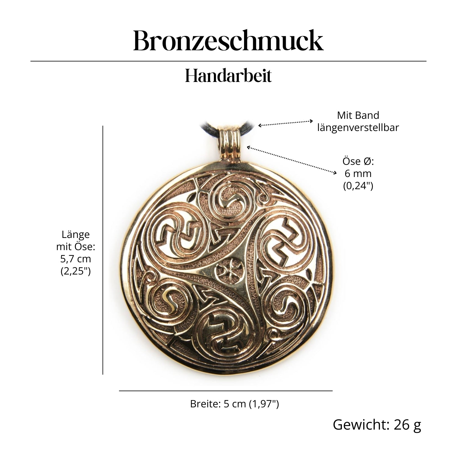 Triskel Halskette Schmuck Anhänger Bronze Amulett