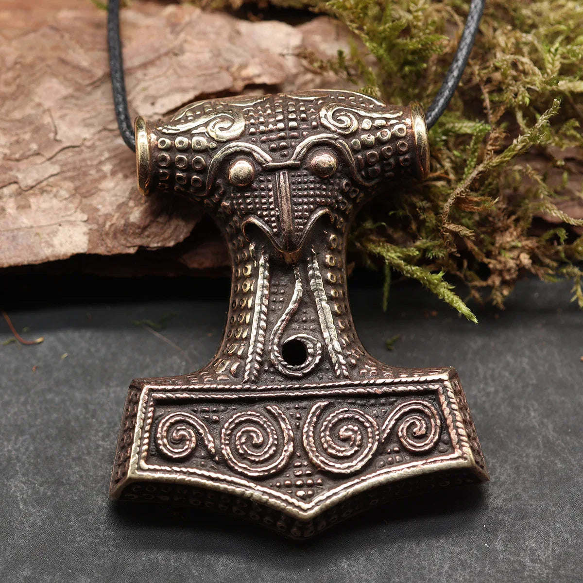 Thorshammer Anhänger Schmuck Bronze Halskette Handarbei