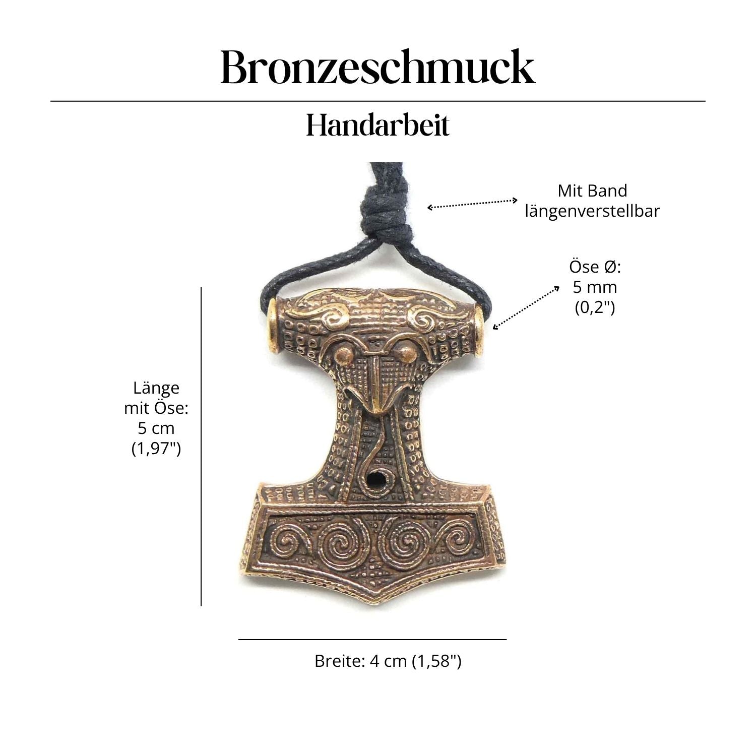 Thor Hammer Jewelry Bronze Pendant