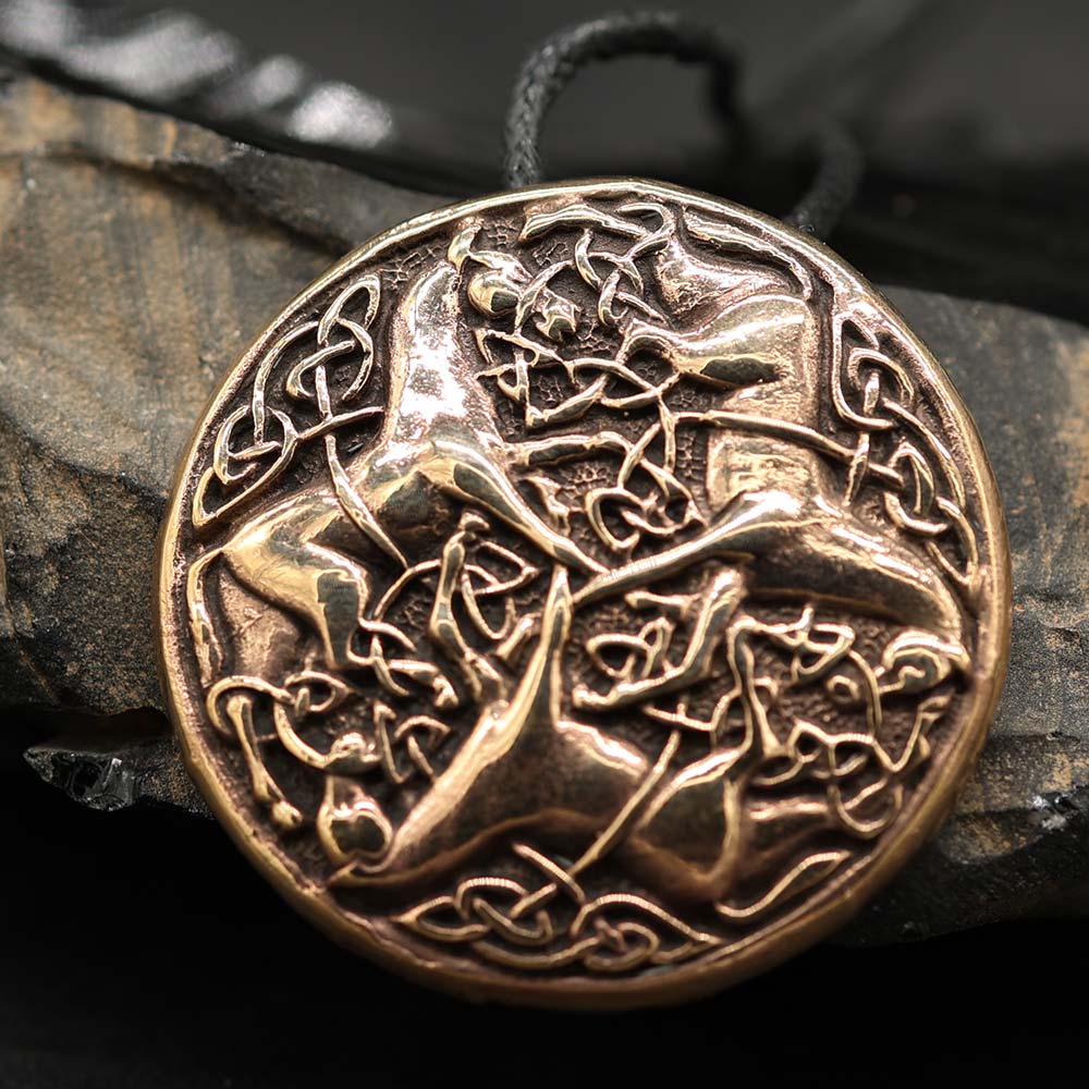 Keltische Pferde Anhänger Kette Schmuck Bronze