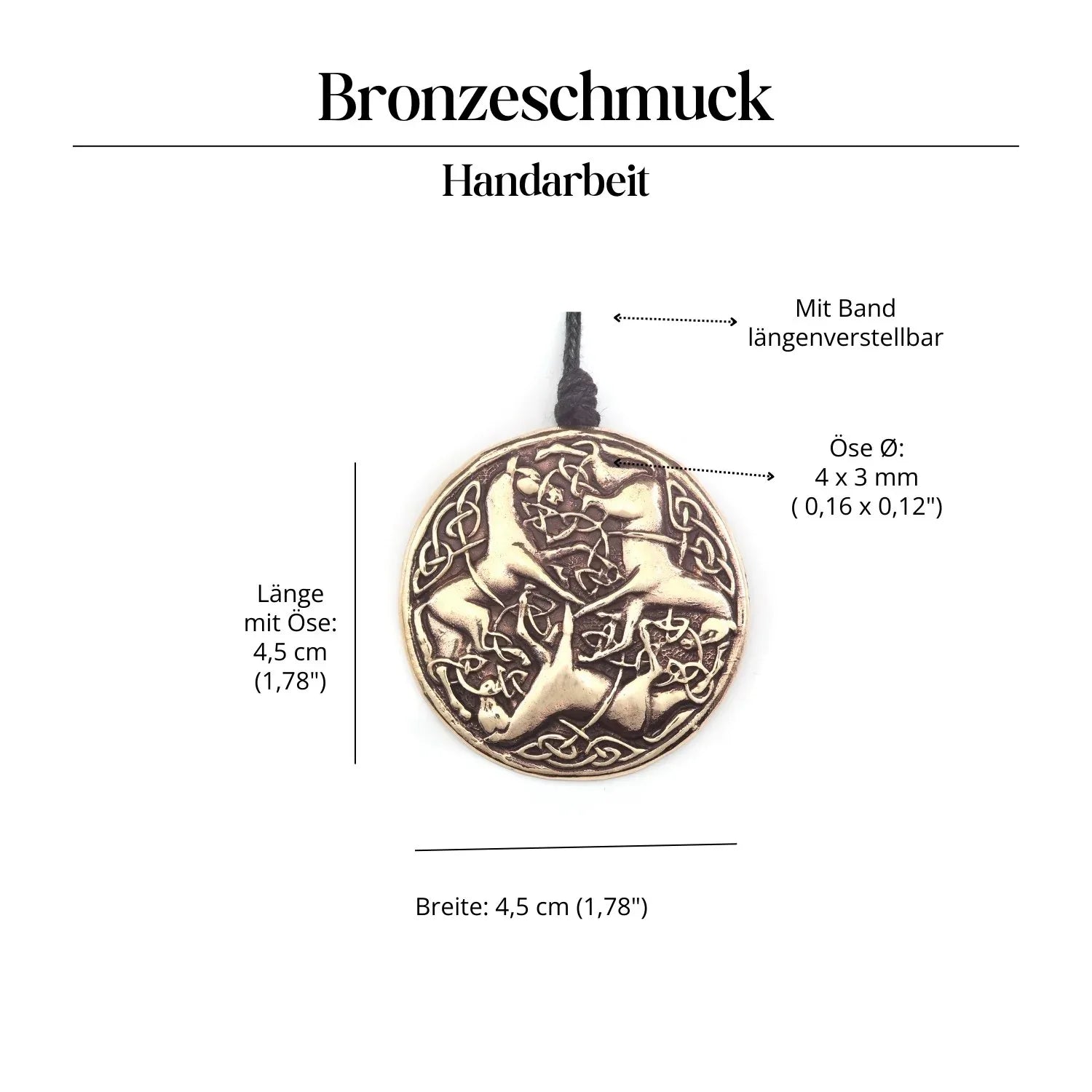 Keltische Pferde Halskette Bronze Amulett