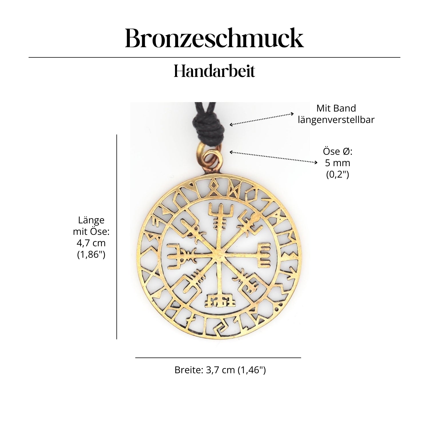 Vegvisir Halskette Schmuck Anhänger Bronze Amulett