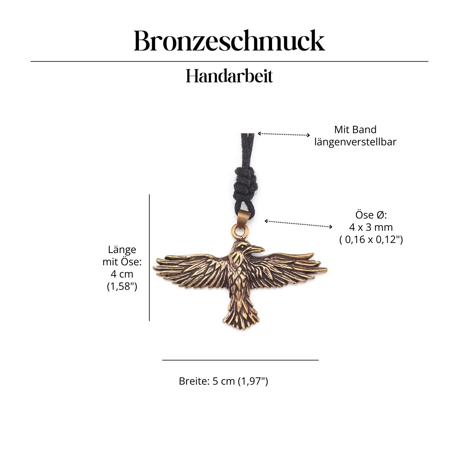 Rabe Halskette Bronze Amulett