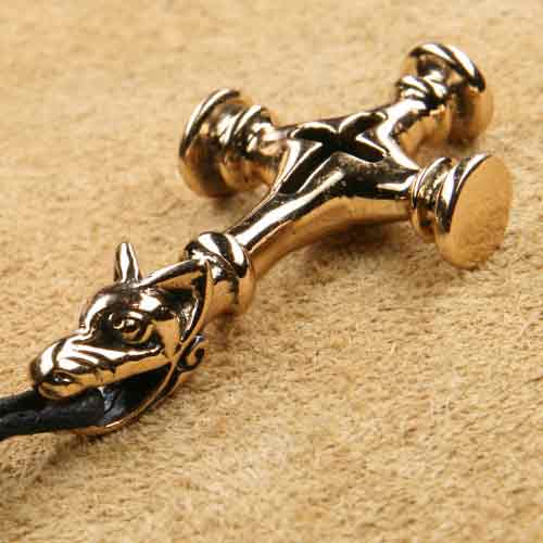 Wolfskreuz Schmuck Anhänger Kette Bronze
