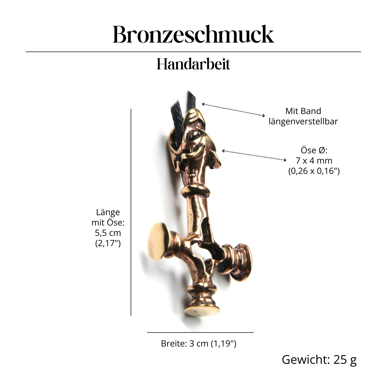 Wolfskreuz 5,5 cm Schmuck Bronze Kettenanhänger
