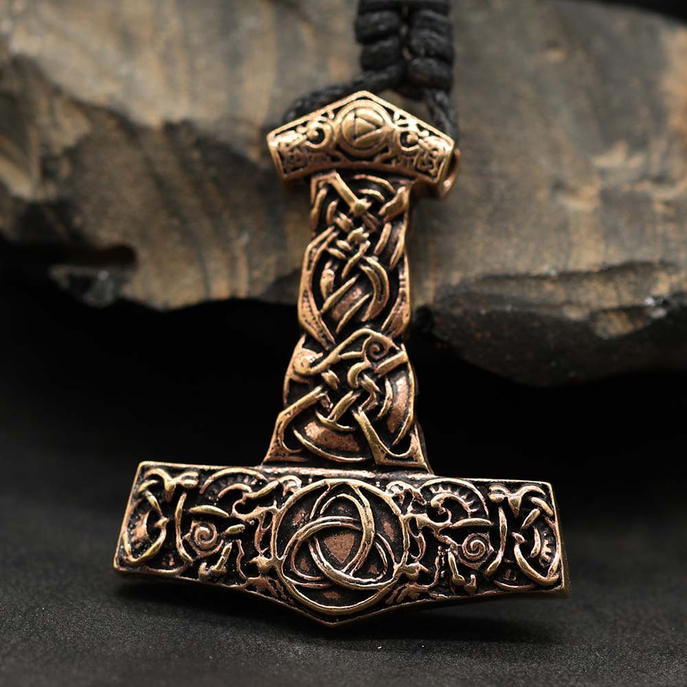 Thorshammer Kette großer Schmuck Anhänger Bronze