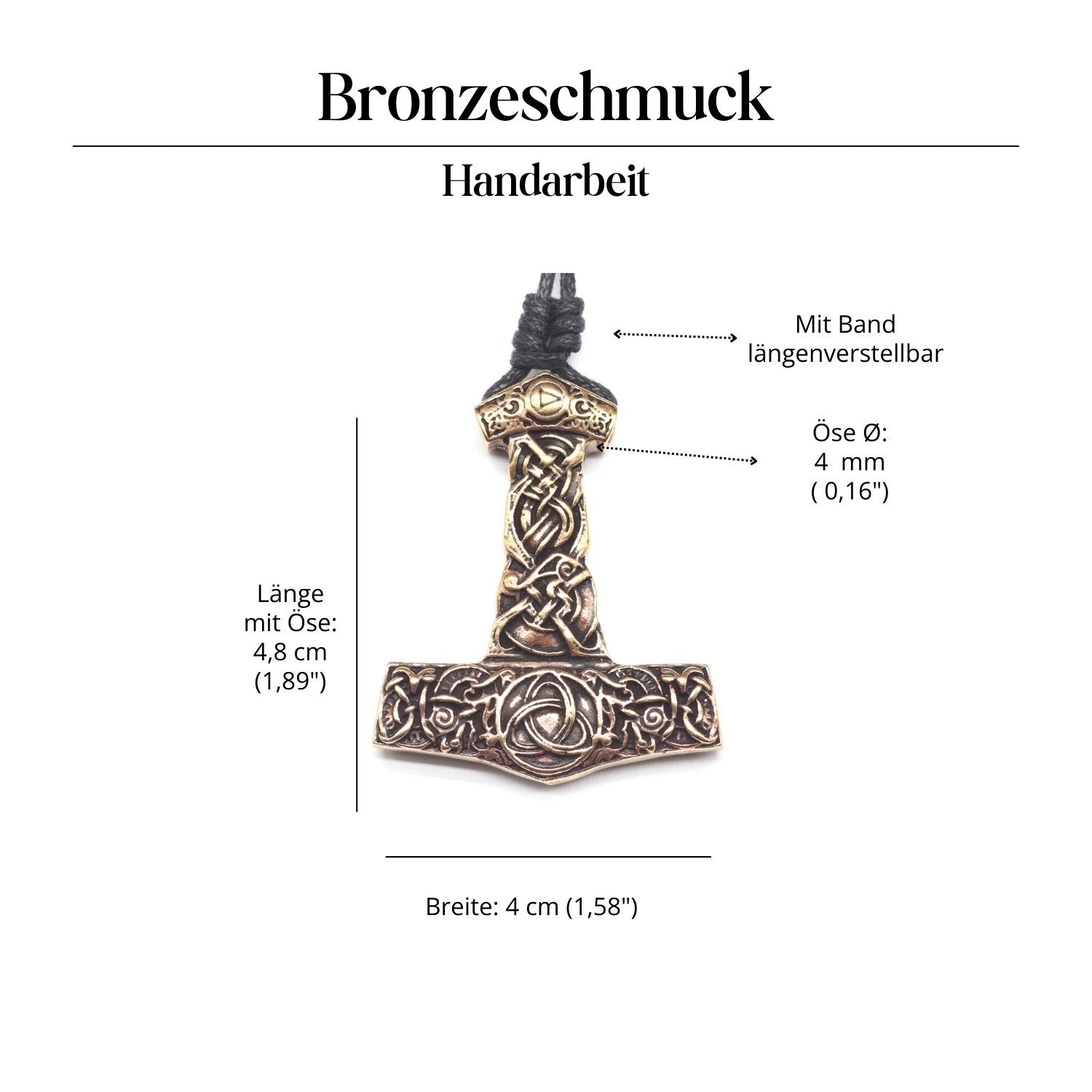 Thorshammer Halskette Bronze Amulett