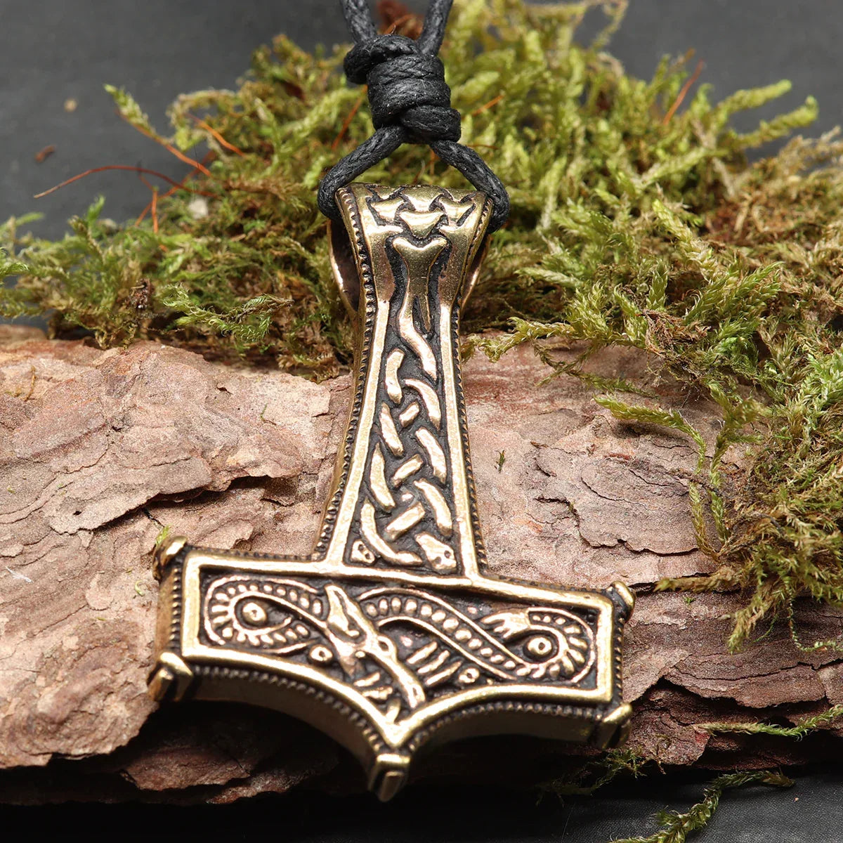 Thorshammer massiv Halskette groß Wikinger Schmuck Bronze