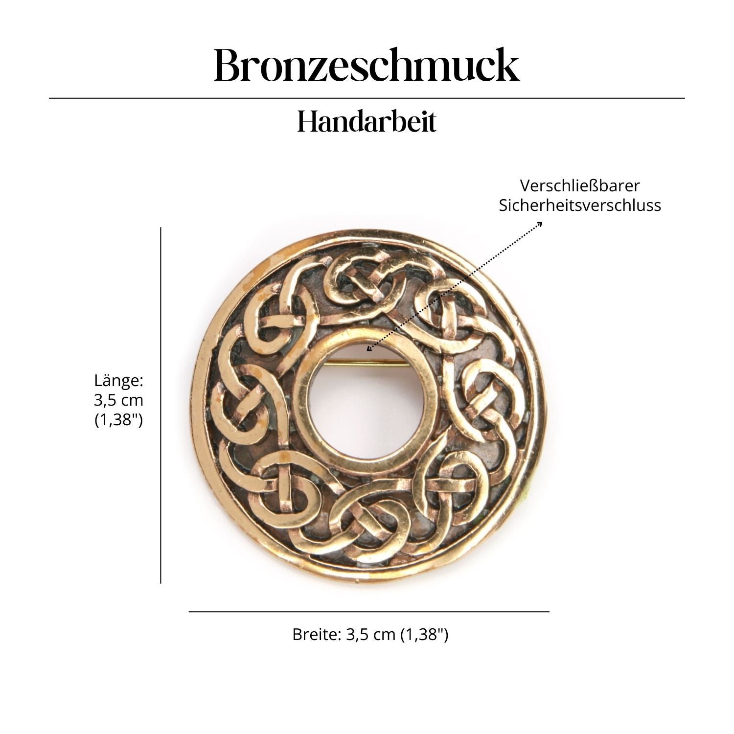 Runde keltische Brosche Gewandnadel mittelalterlich Schließe Bronze