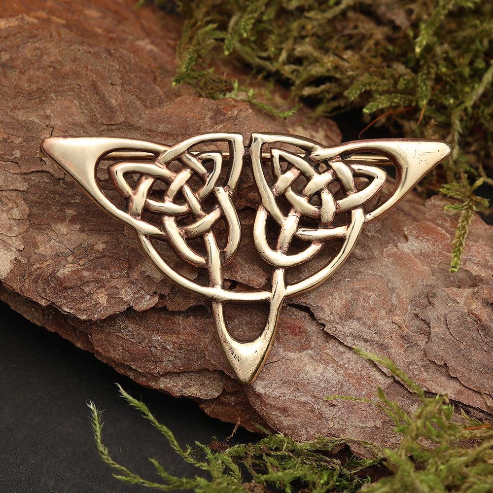 Feine Bronze Brosche keltische Knoten Schmuck Mittelalter Schließe