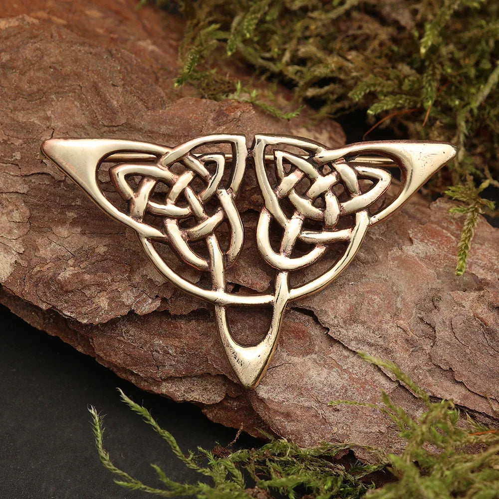 Feine Bronze Brosche keltische Knoten Schmuck Mittelalter Schließe
