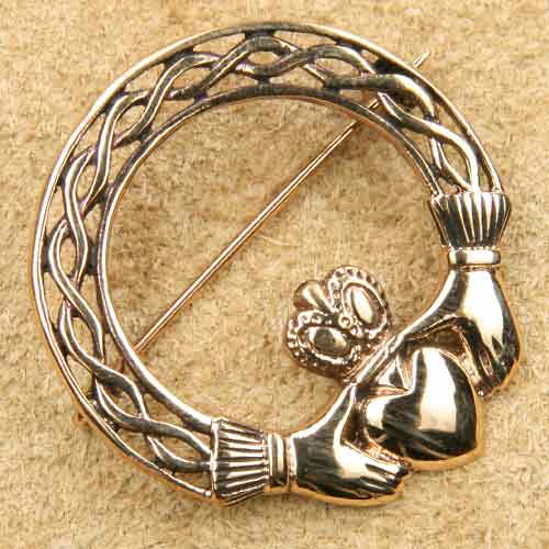 Claddagh Schmuck Brosche Bronze Mittelalterschmuck