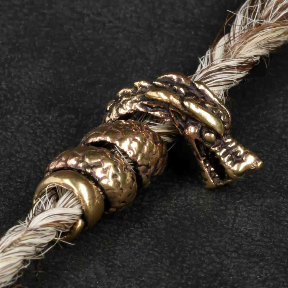 Drache Bartschmuck Wikinger Haarperle Bronze Mittelalter Schmuck