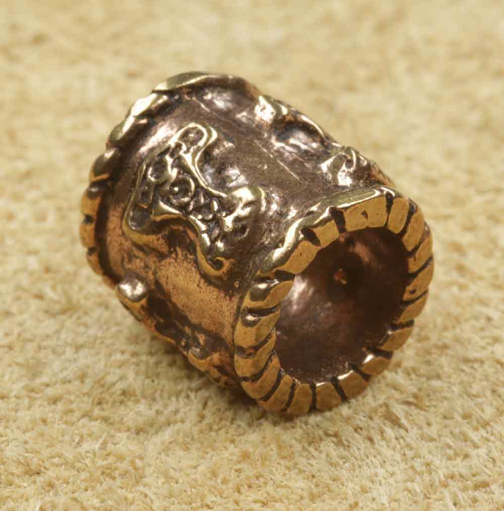Thors Hammer Wikingerschmuck Bartperle Bronze