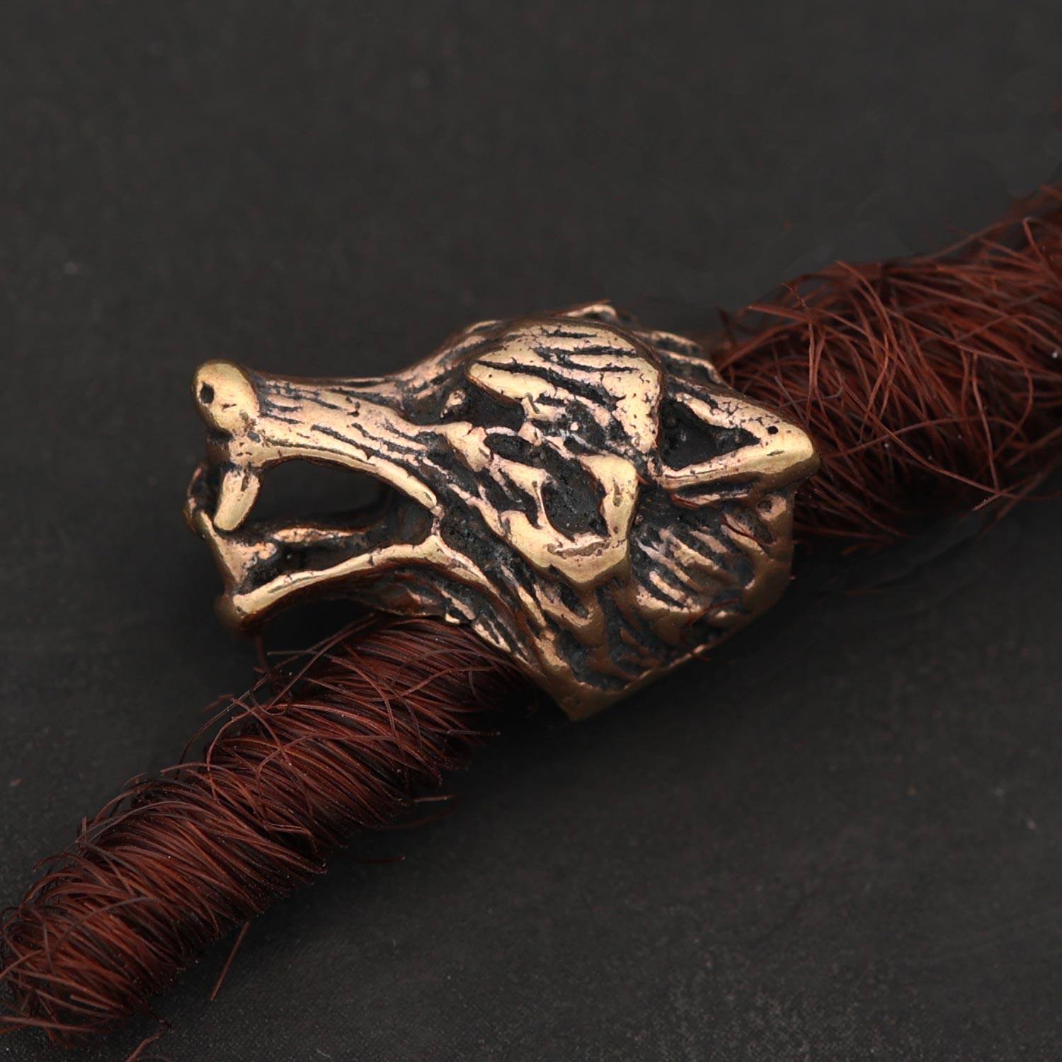 Wolf Bartperle Haarschmuck Günstig Bronze Großlochperle