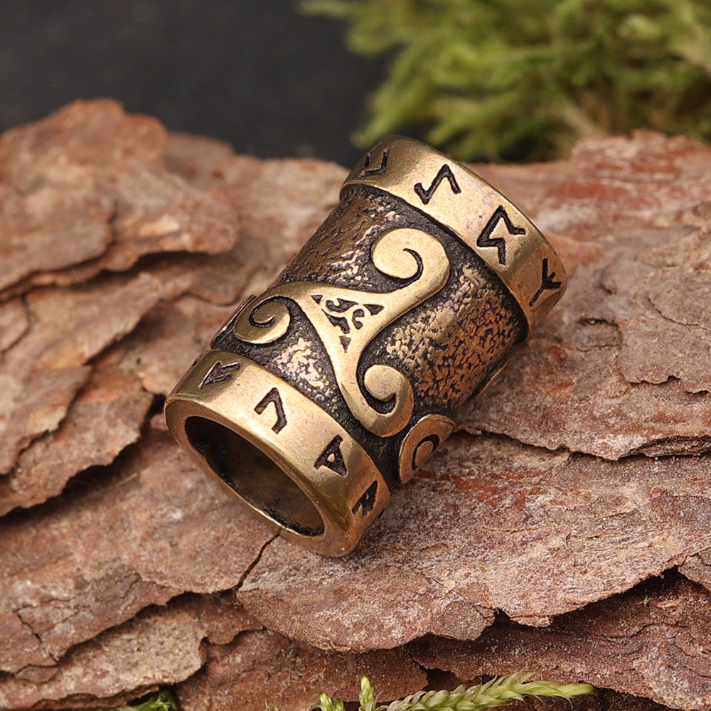 Triskel Haarperle Bartschmuck Bronze Haarschmuck Perle