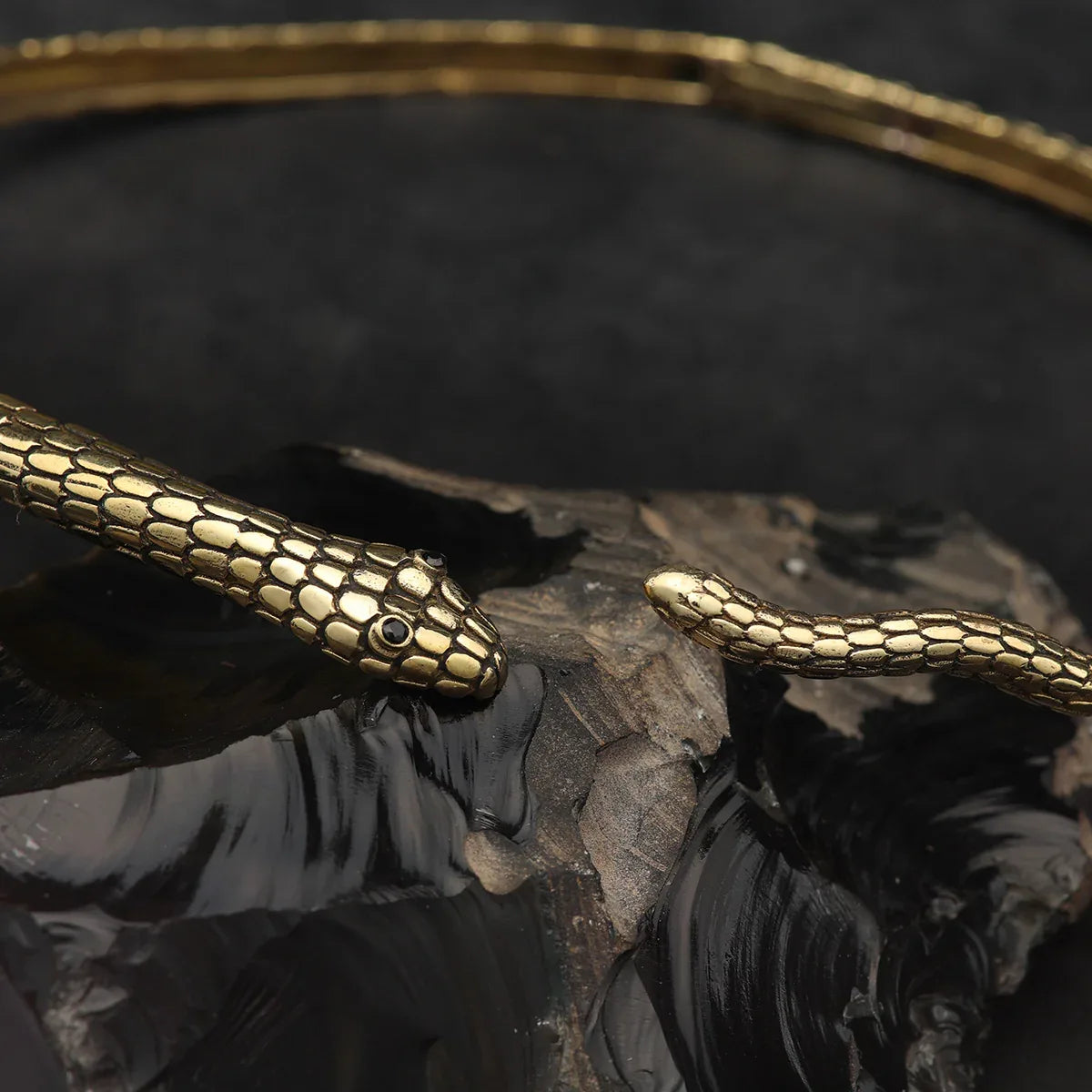 Necklace, snake design, brass necklace