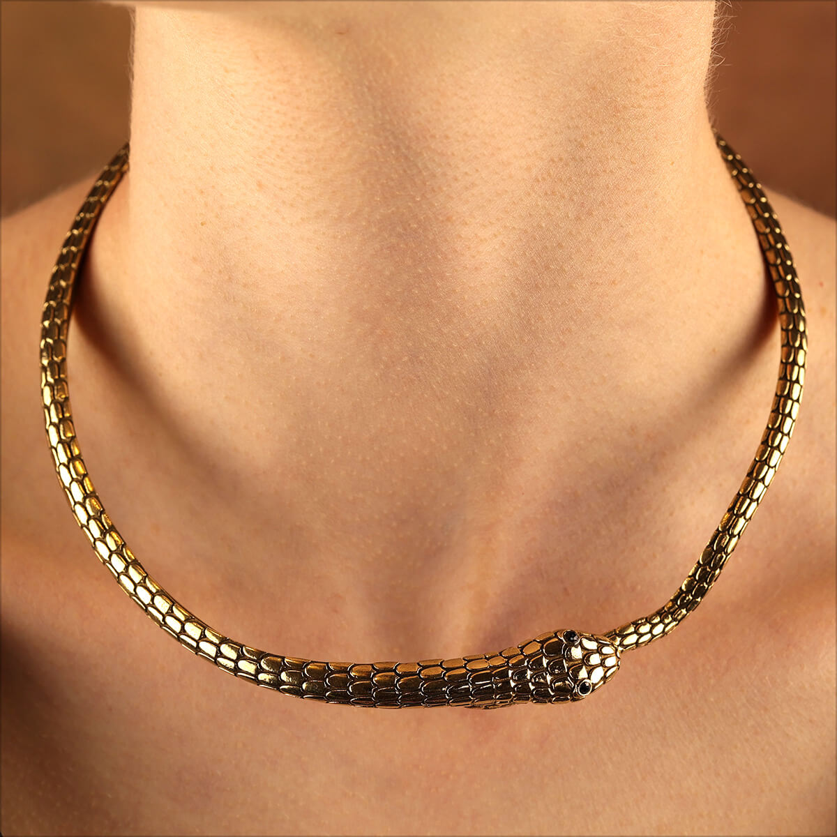 Halsschmuck Collier Design Schlange Messing Halskette