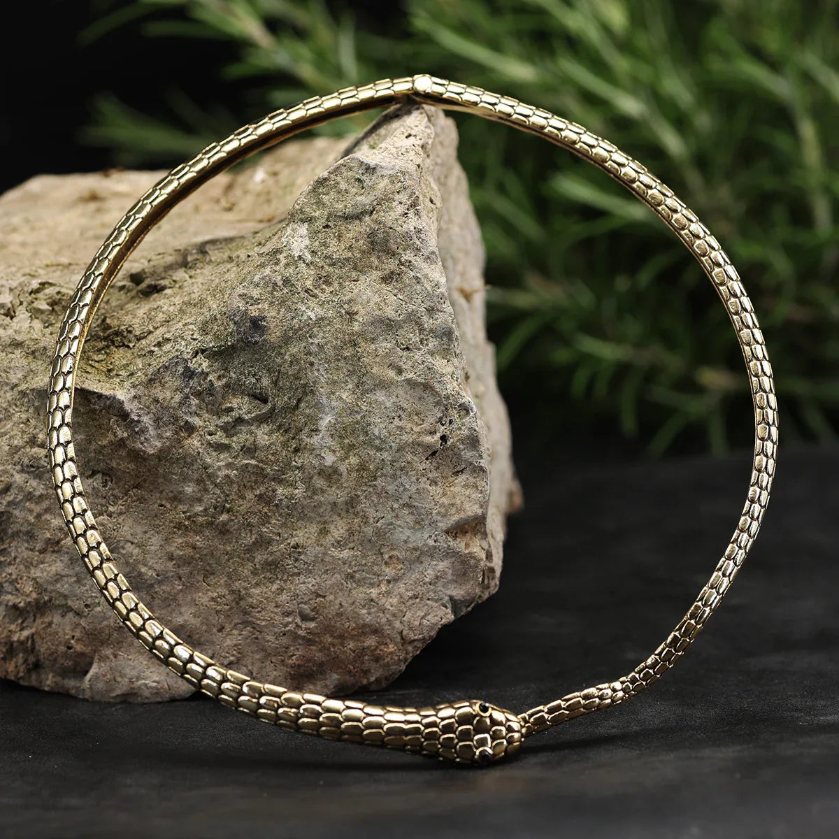 Necklace, snake design, brass necklace