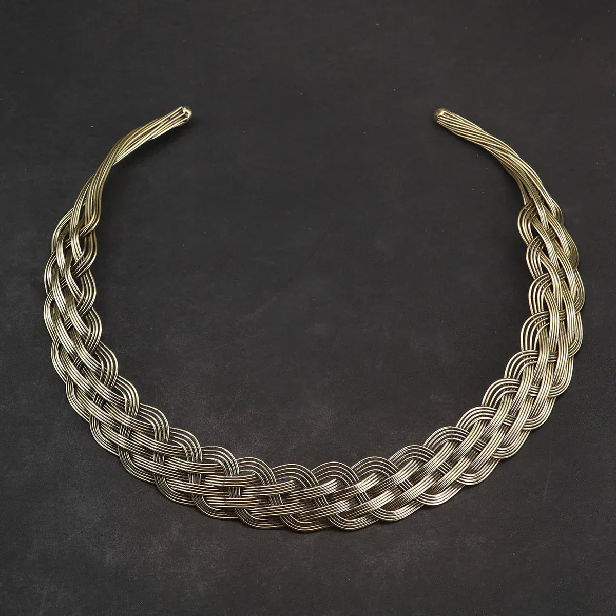 Necklace design, braided brass