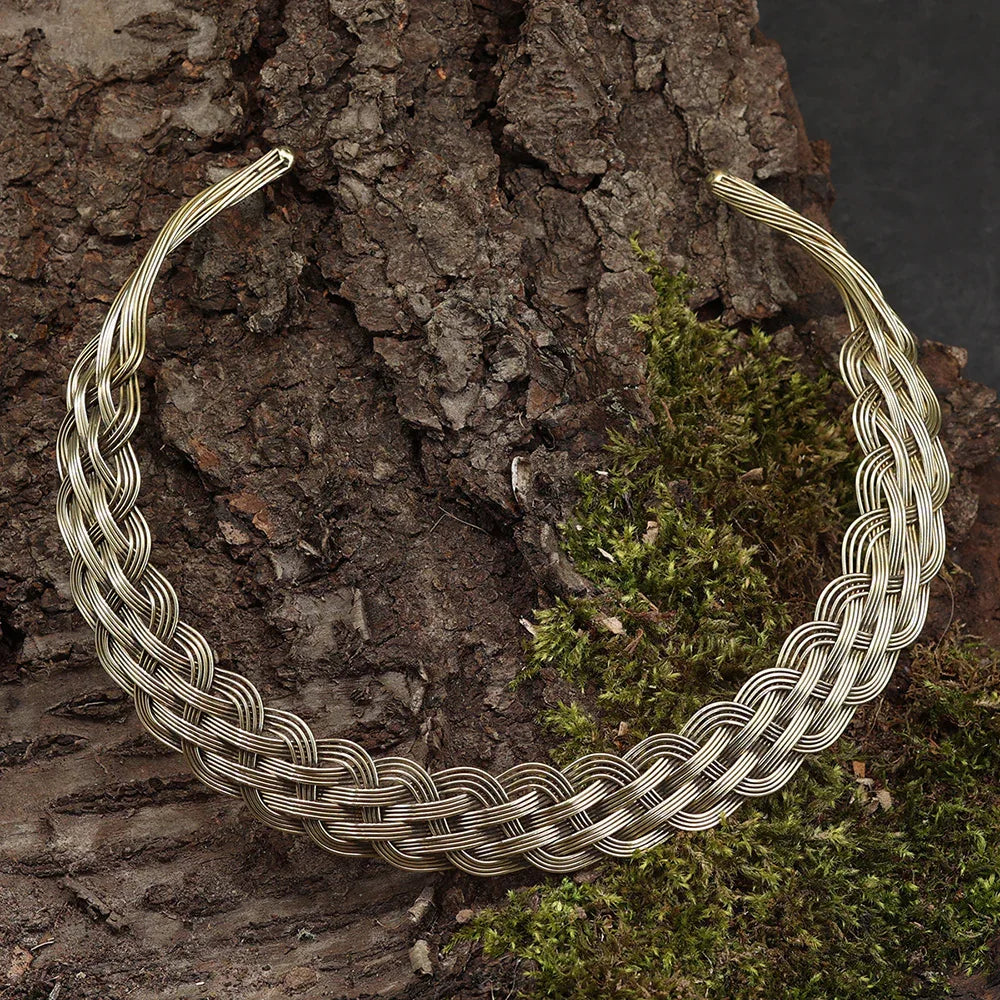 Necklace design, braided brass