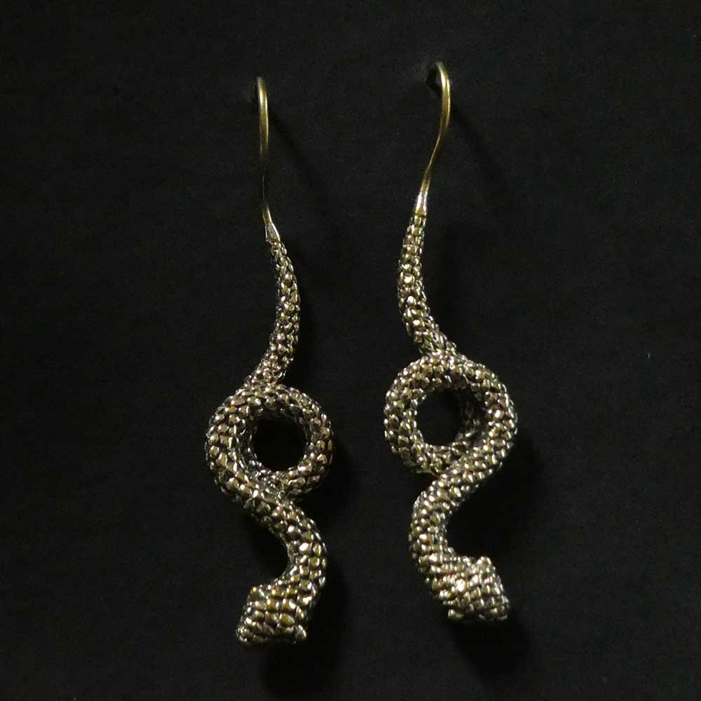 Schlangen Ohrringe Messing edler Damen Ohrschmuck Schlange