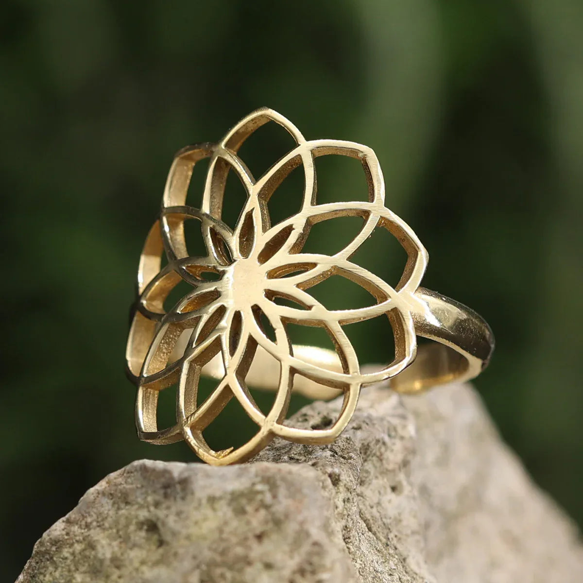 Blume des Lebens Ring Messing Zeitloser Schmuck Elegant