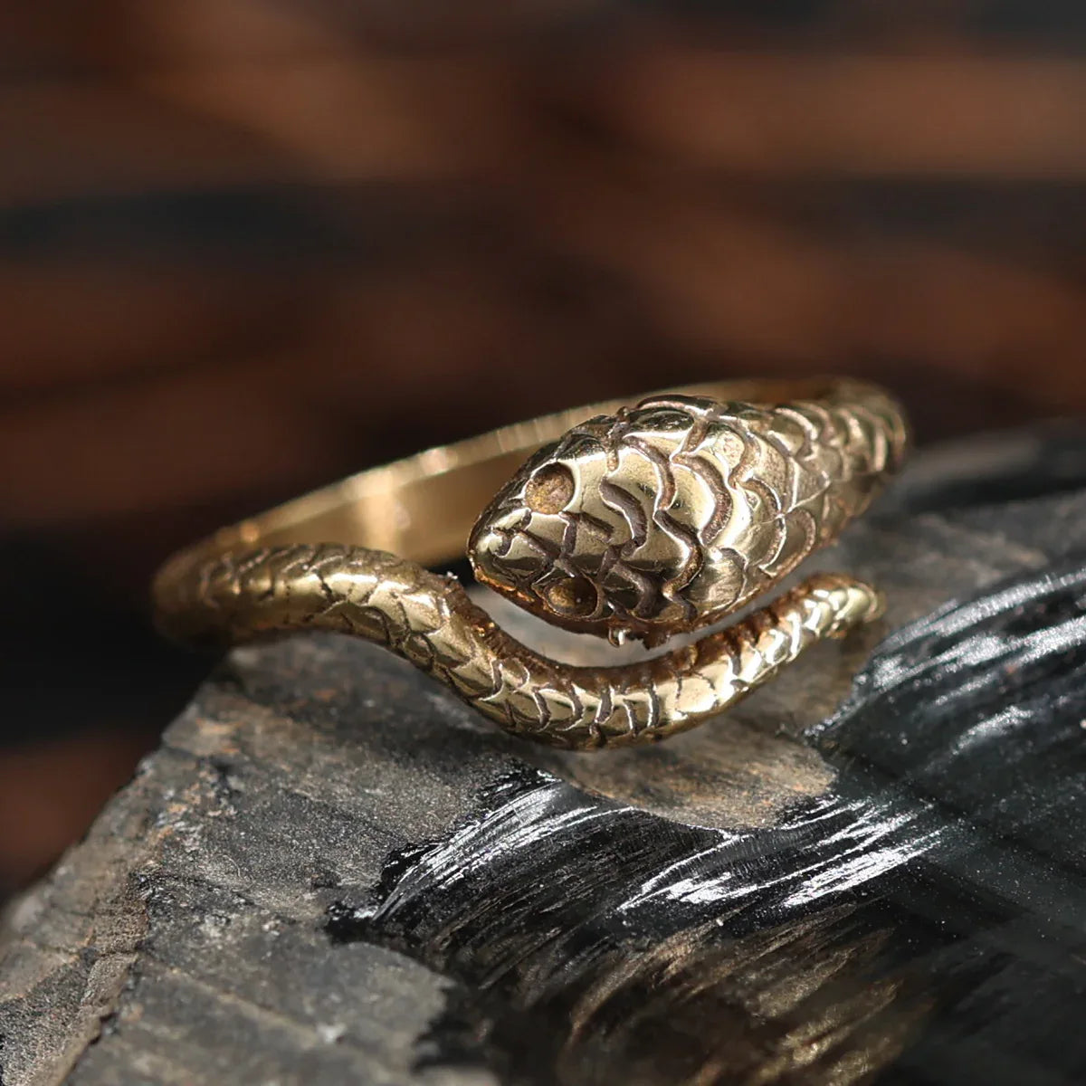 Schlangen Ring größenverstellbar Messing Damen Schmuck