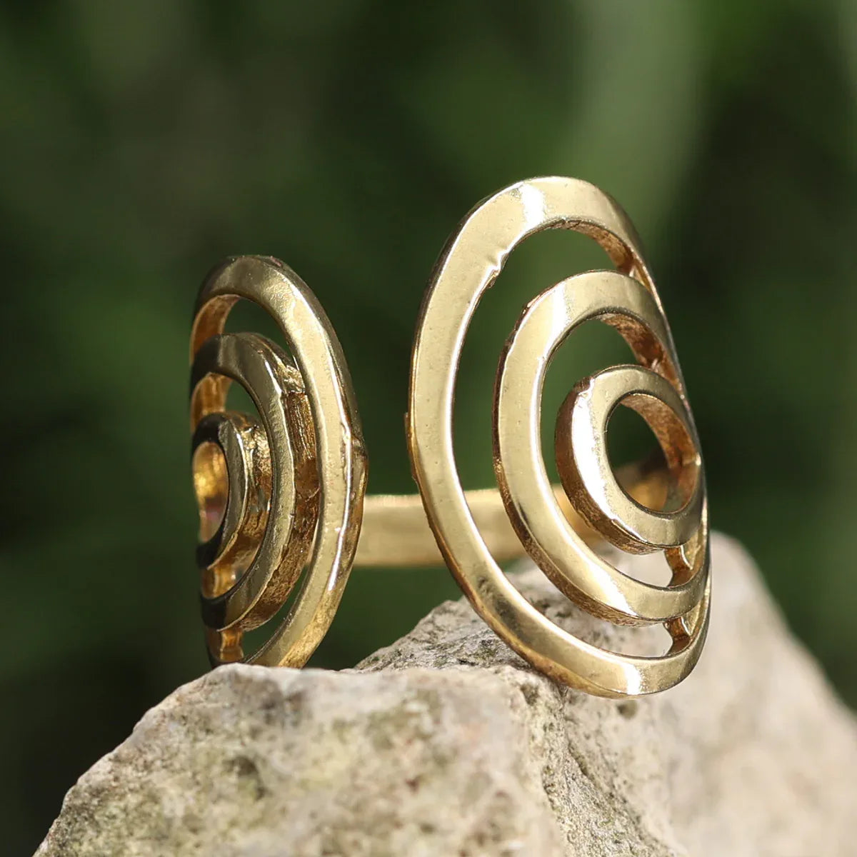 Spiralen Damen Ring größenverstellbar Messing Damen Schmuck