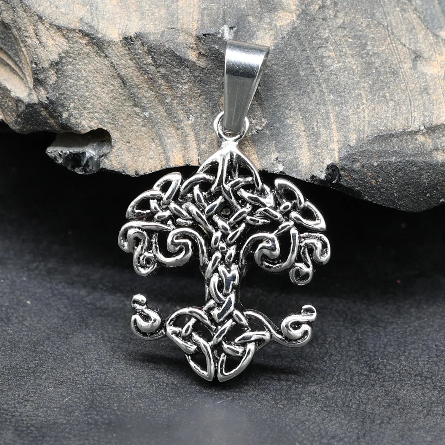 Lebensbaum keltische Knoten Edelstahl Anhänger