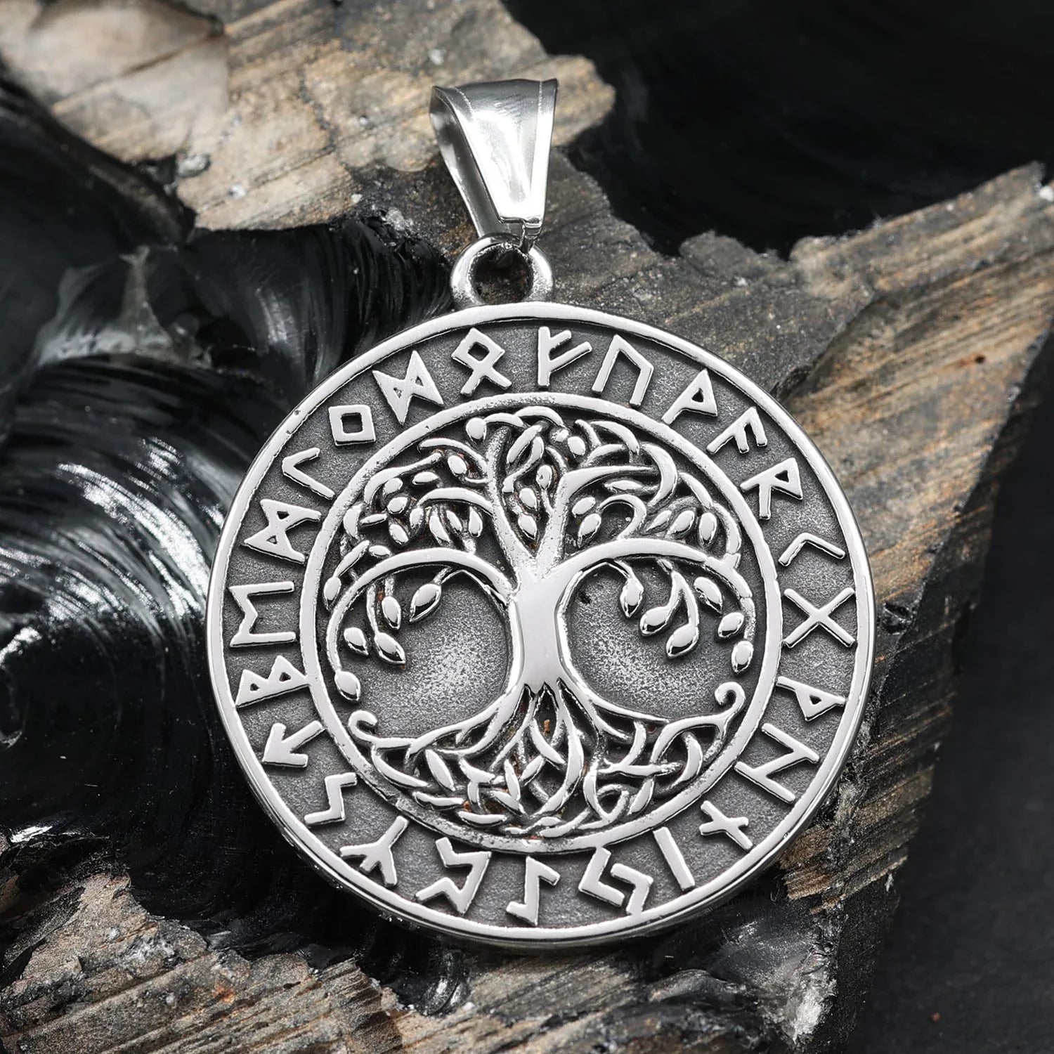 Lebensbaum Anhänger Runen Schmuck Edelstahl