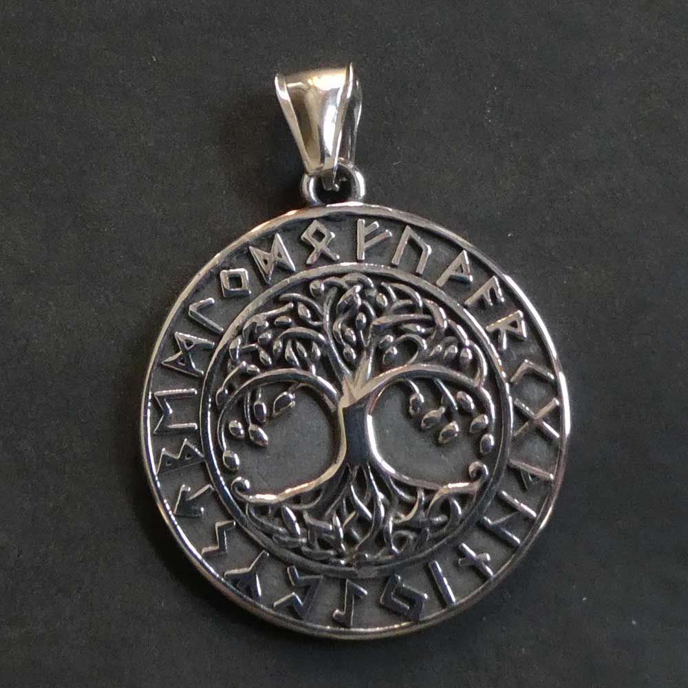 Keltischer Lebensbaum Runen Edelstahl Schmuck Anhänger Mittelalter Gothic