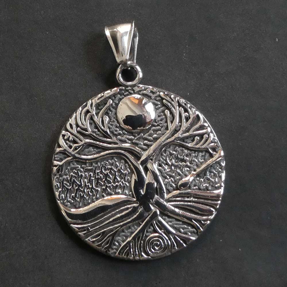 Mystischer Lebensbaum Anhänger Edelstahl Keltisch gothic Schmuck