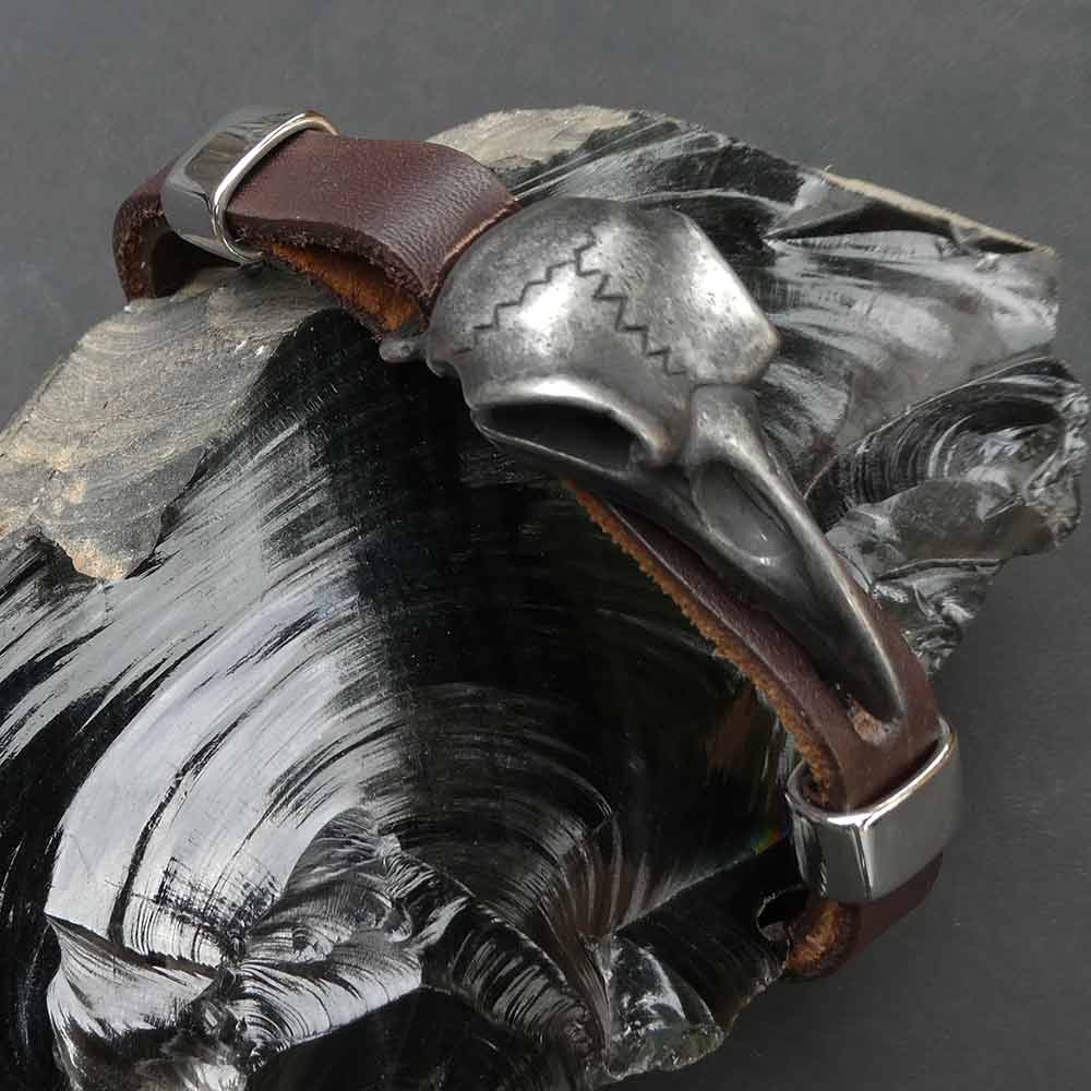 Raben Edelstahl leder Armband Wikinger Herren Armschmuck