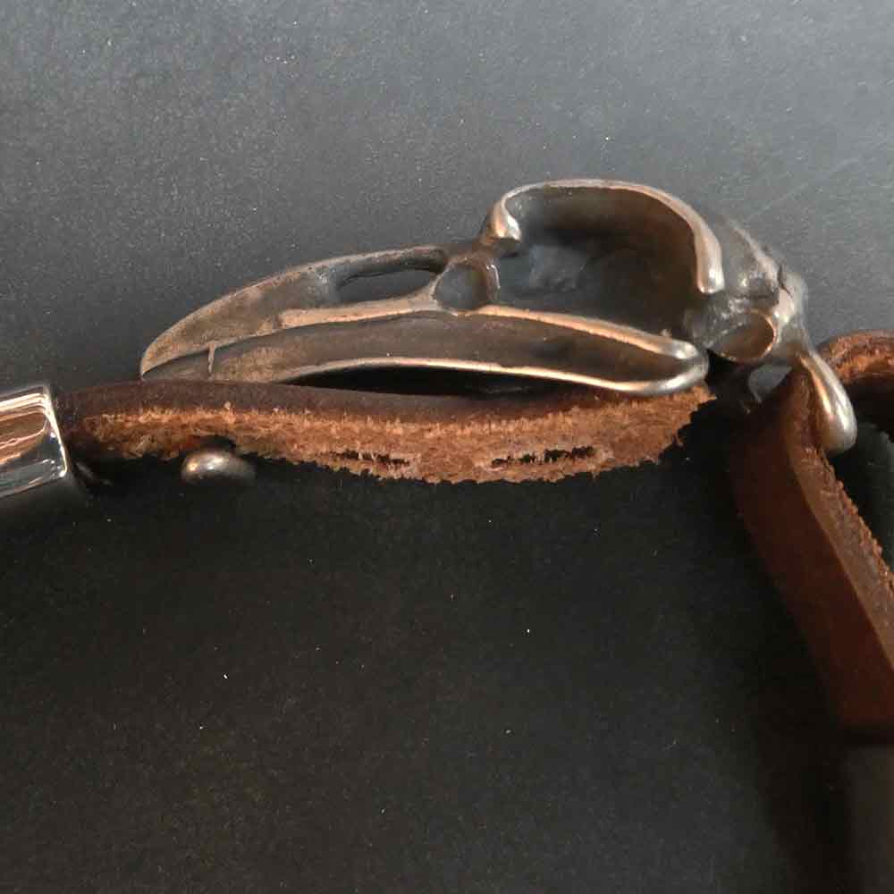 Raben Skull Armband aus Edelstahl und Leder Biker Gothic Armband