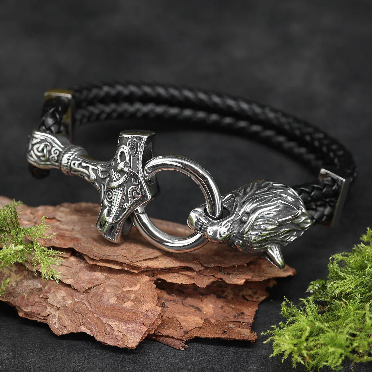 Wolf Thorshammer Armband Leder mit Edelstahl Klick Verschluss