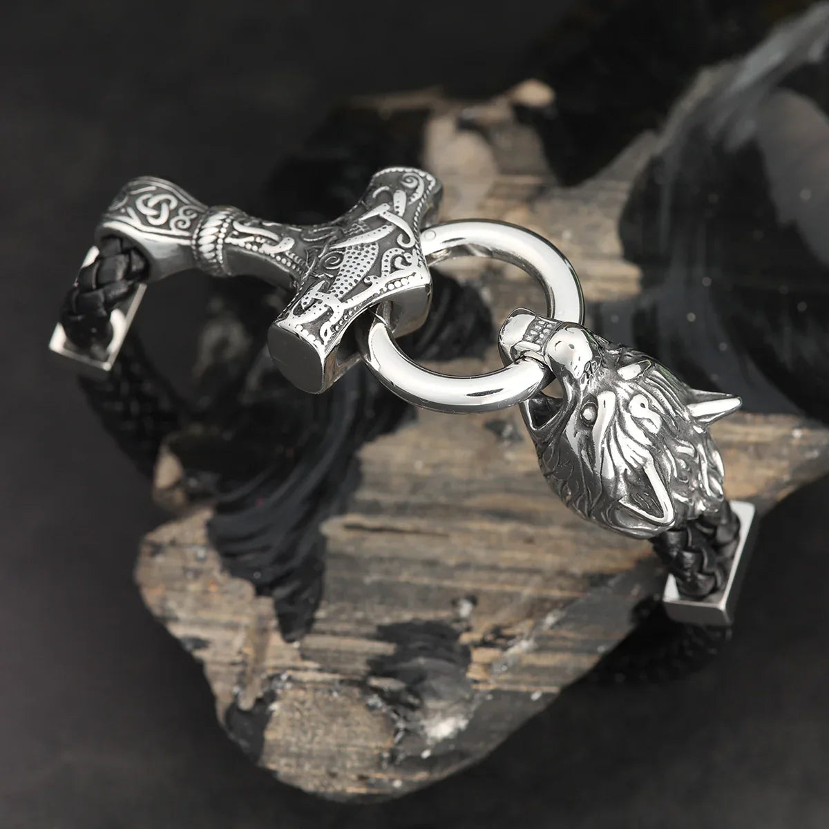 Wolf Thorshammer Armband Leder mit Edelstahl Klick Verschluss