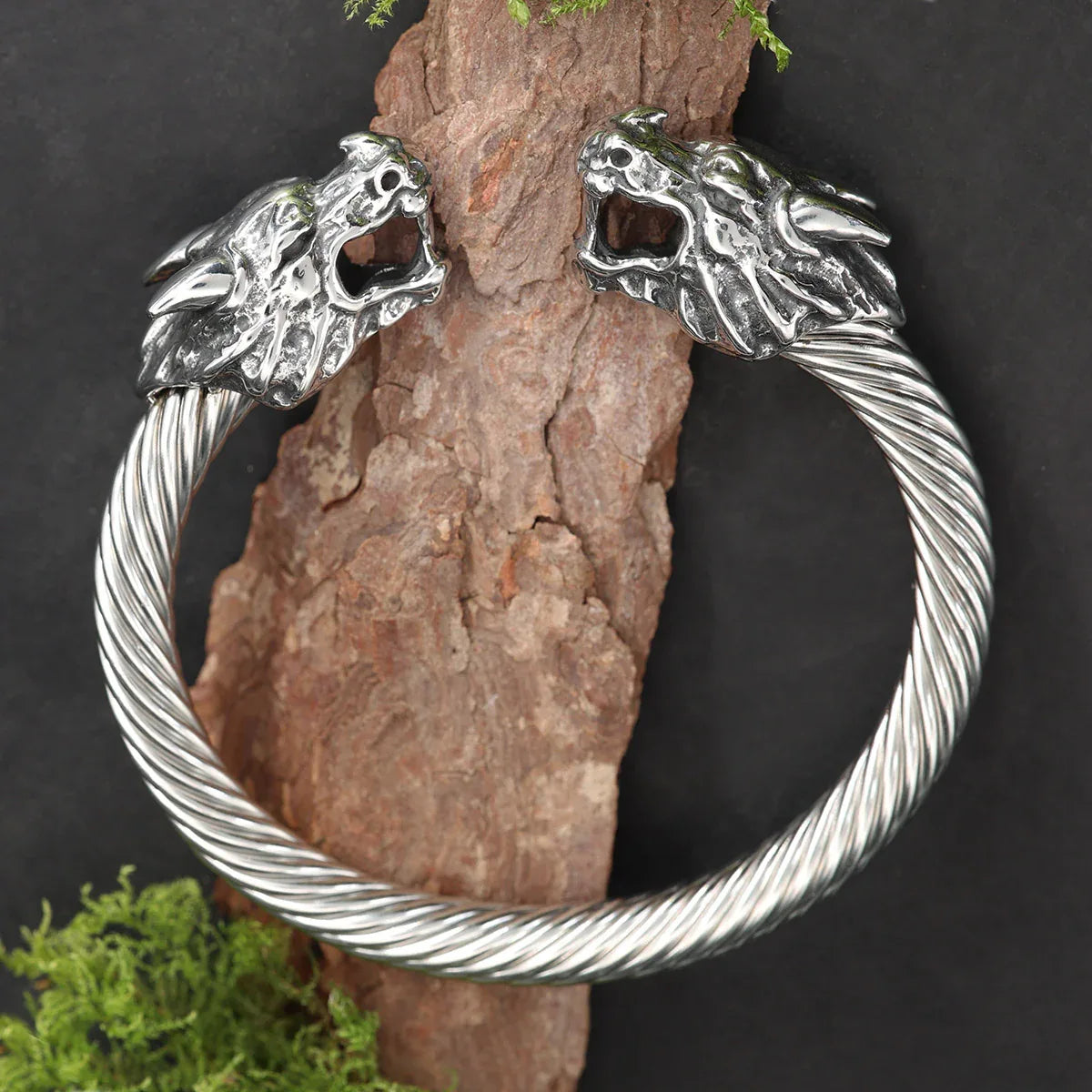 Herren Armreif Edelstahl Drachen Armschmuck flexible Größe