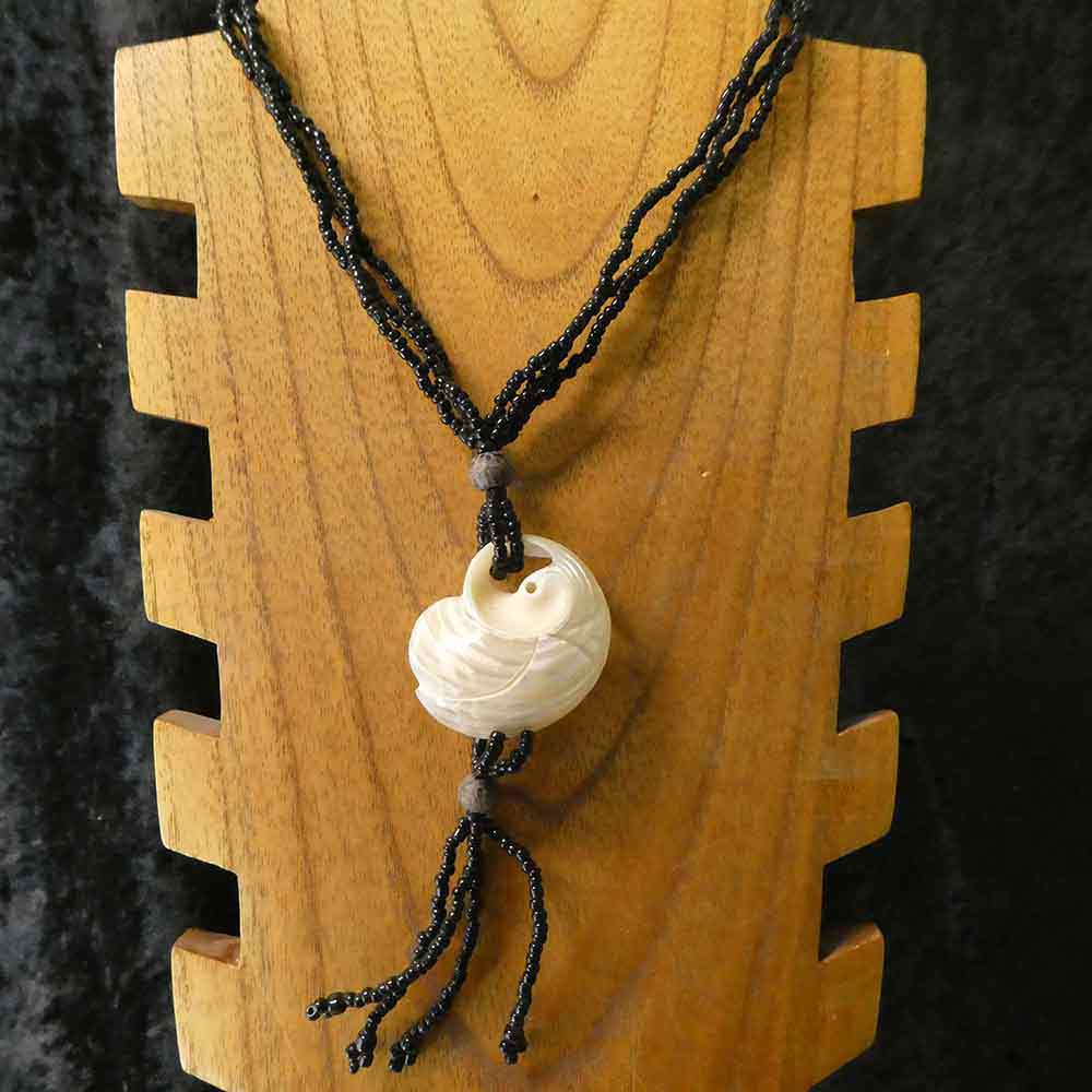 Glasperlen Schmuck Modeschmuck Kette Muschel schwarz