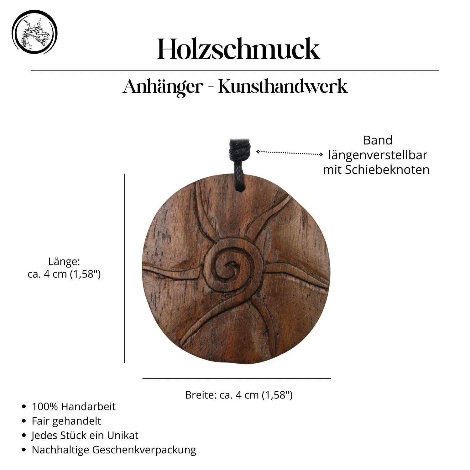 Sonne Kette Holz Schmuck Handarbeit Halskette Anhänger