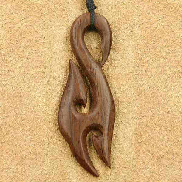 Maori Holzschmuck Anhänger Kette Natur Handarbeit Schmuck