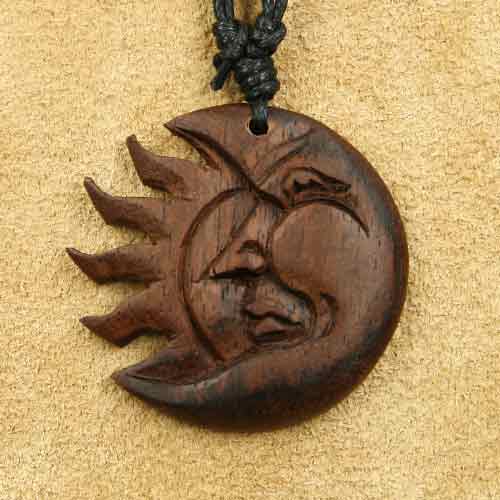 Holzschmuck Sonnen Mond Finsternis Schmuck Anhänger