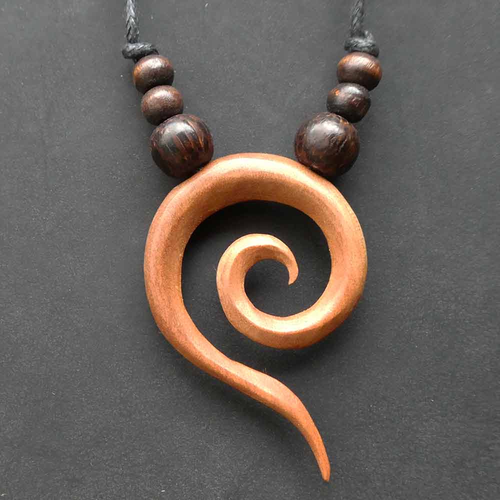 Lange Spirale rot Holz Kette Schmuck Kunst Handwerk Fairtrade
