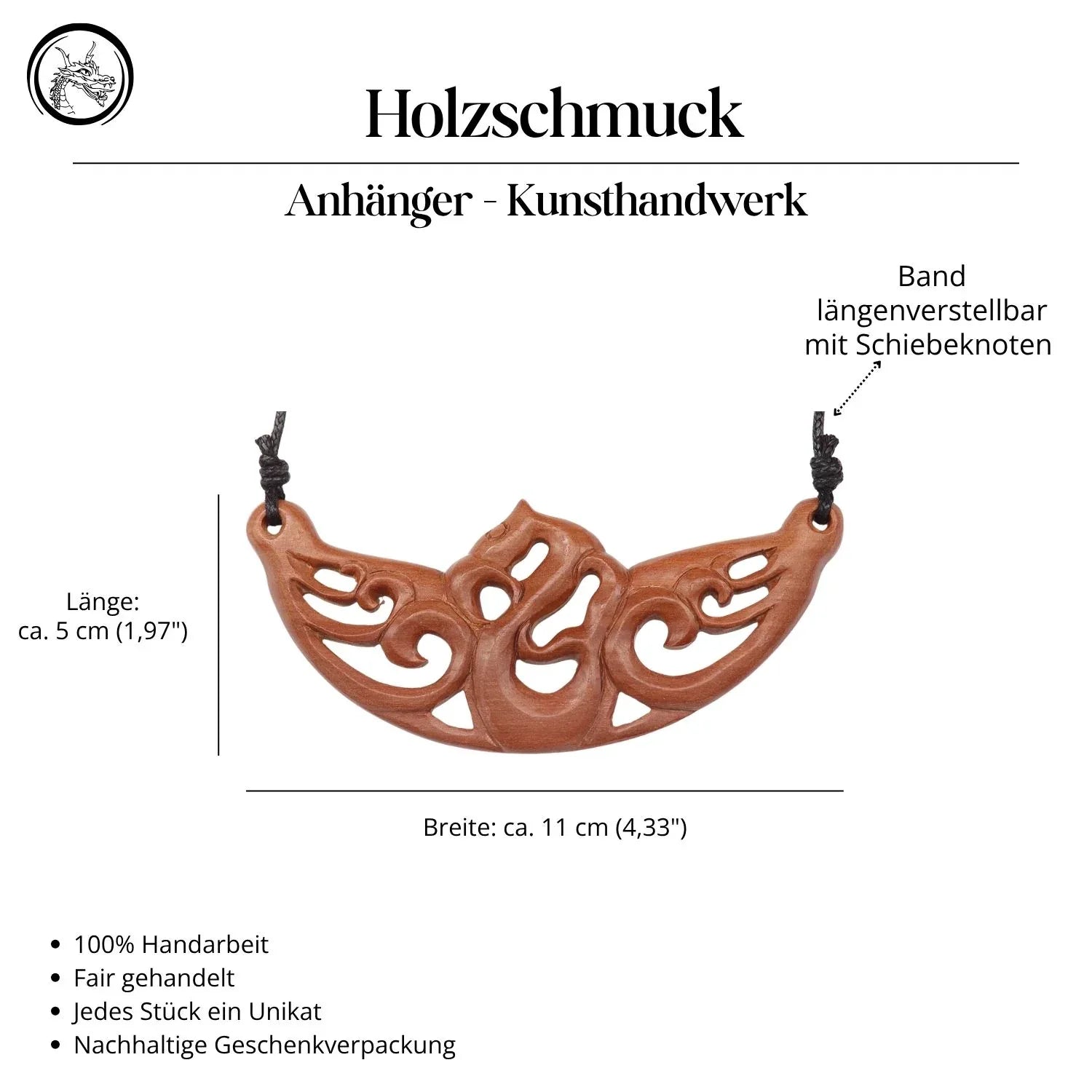 Keltische Kette Collier Holz geschnitzt Handarbeit Schmuck Halskette