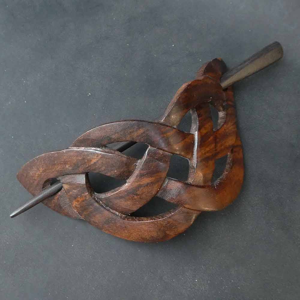 Kelten Haarschmuck Handarbeit Holzschmuck schonender Verschluß Kunst Handwerk