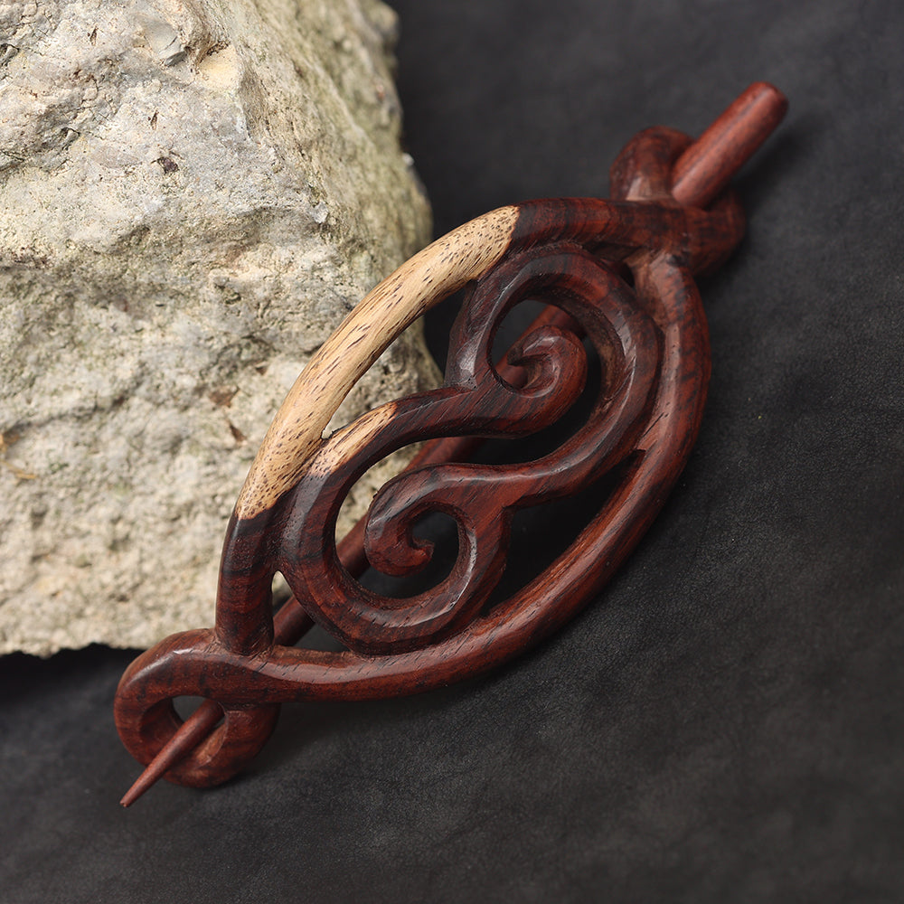 Wooden spiral hair clip - wooden clasp